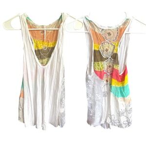 Anthropologie Pi Embroidered Patchwork Floral‎ Tank M